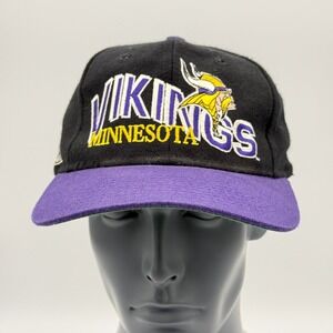 Vintage‎ Minnesota Vikings Hat NFL Proline Apex One Black Cap 90s Snapback